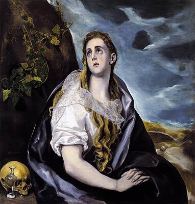 17th Century Painting - The Repentant Magdalene by El Greco