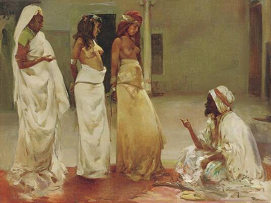 Traditional Painting - The Slave Market by Jose Navarro Y Llorens