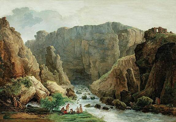 Hubert Robert Painting - The Springs At Fontaine De Vaucluse by Hubert Robert