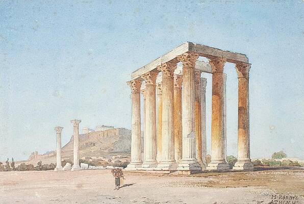 Martinus Rorbye Painting - The Temple Of Zeus by Martinus Rorbye