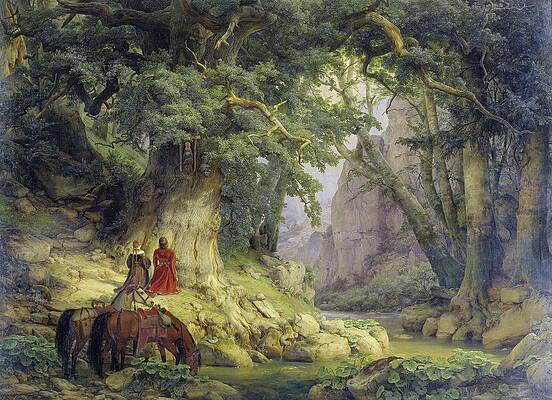 Majestic Ancient Oak in Forest Painting