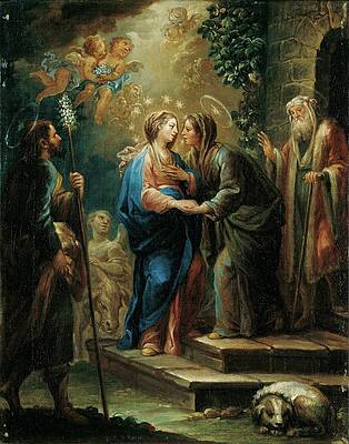 Virgin Mary and Archangel Gabriel Encounter Painting