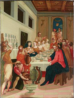 Religion Wall Art featuring the painting The Wedding At Cana by The Monogrammist d. Th.