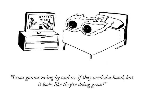 Swing Wall Art featuring the drawing They're Doing Great by Suerynn Lee