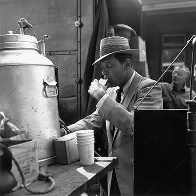 Man in Hat Drinking Coffee Wall Art