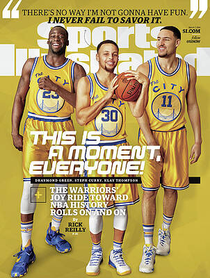 Steph Curry and Teammates on Sports Cover Wall Art