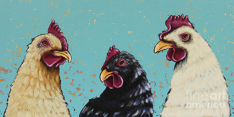 Wall Art featuring the painting Three Hens by Lucia Stewart