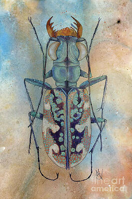 Wall Art featuring the painting Tiger Beetle by Marie Stone-van Vuuren