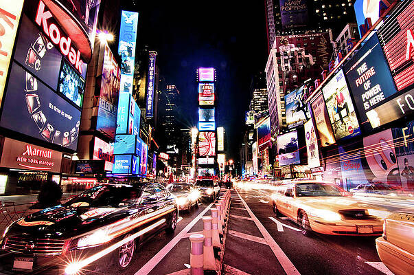Bustling Times Square at Night Wall Art