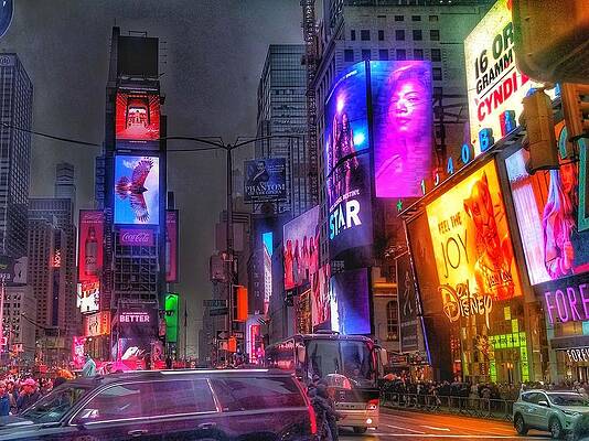 Wall Art featuring the photograph Times Square - The Light Fantastic 2016 by Christopher Lotito