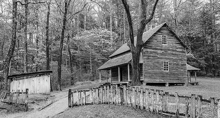 Cade Cove Photograph - Tipton Place In Black And White by Marcy Wielfaert