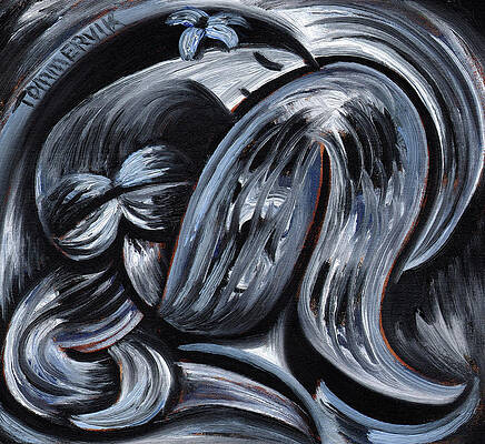 Hawaii Wall Art featuring the painting Tommervik Blue Exotic Hawaiiian Woman Art Print by Tommervik