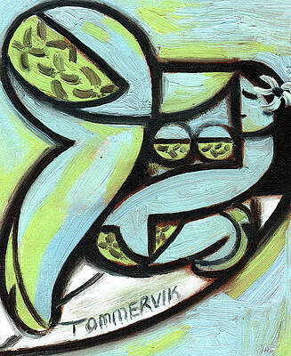 Hawaii Wall Art featuring the painting Tommervik Hawaiian Surfer Girl Art Print by Tommervik