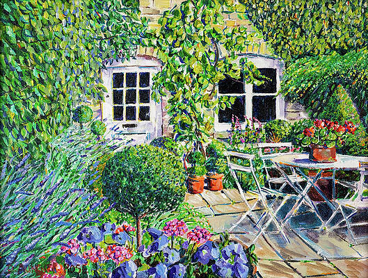 Wall Art featuring the painting Topiary Terrace by Seeables Visual Arts