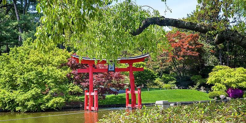 Big Wall Art featuring the digital art Tori Gate, Brooklyn Botanic Garden, Nyc by Lumiere