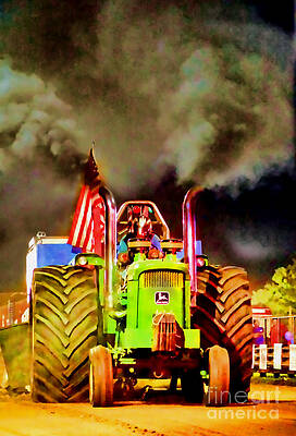 Powerful Tractor at Night Event Photograph