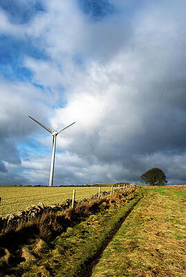 Sky Photograph - Trail Past The Wind Turbine by Scott Lyons
