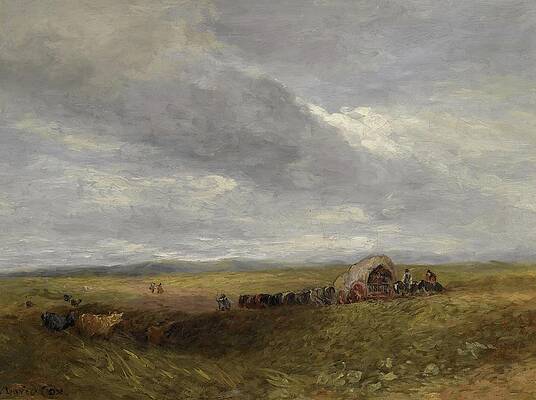 David Cox Painting - Travellers In A Landscape by David Cox