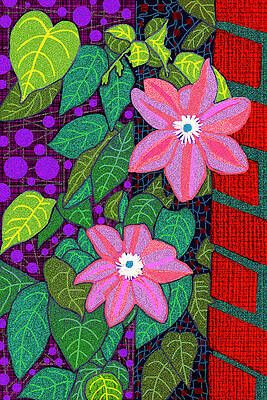 Garden Wall Art featuring the digital art Trellis Blooms by Rod Whyte