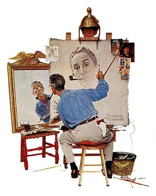 Triple Self-portrait by Norman Rockwell