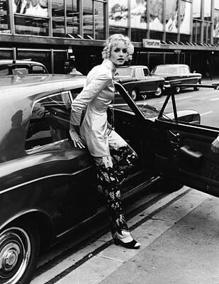 Woman Exiting Vintage Car Wall Art