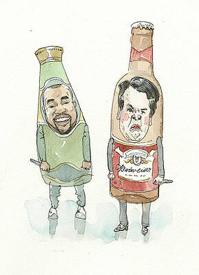 Brett and Kanye as Bottles Painting