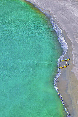 Kayakers on a Pristine Beach Wall Art