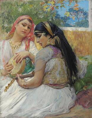 Traditional Painting - Two Young Algerians by Frederick Arthur Bridgman