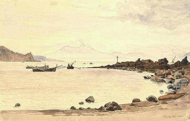 Martinus Rorbye Painting - Udsigt Mod Vesuv Fra Procida by Martinus Rorbye