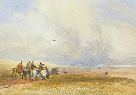 David Cox Painting - Ulverstone Sands, Cumbria by David Cox