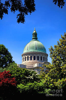 Majestic Domed Building in Lush Garden Photograph
