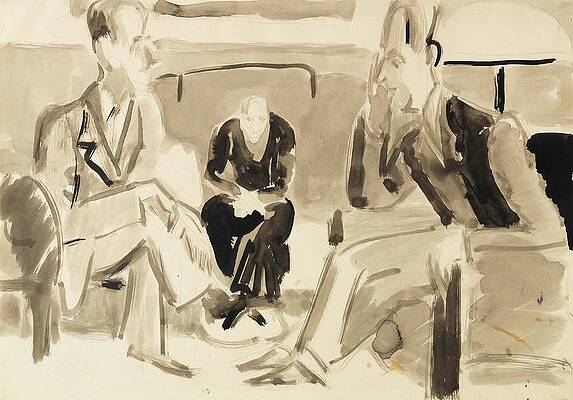 Monochrome Drawing - Unterhaltung by Ernst Ludwig Kirchner