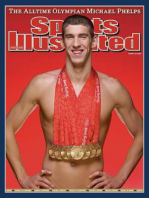 Michael Phelps with Olympic Medals Wall Art