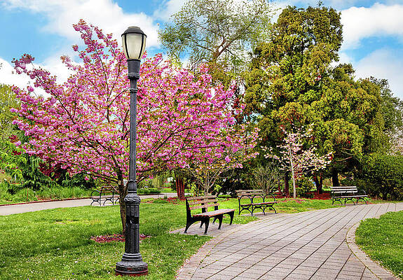 Lamp Wall Art featuring the digital art Usa, New York, Nyc, Queens, Flushing by Lumiere