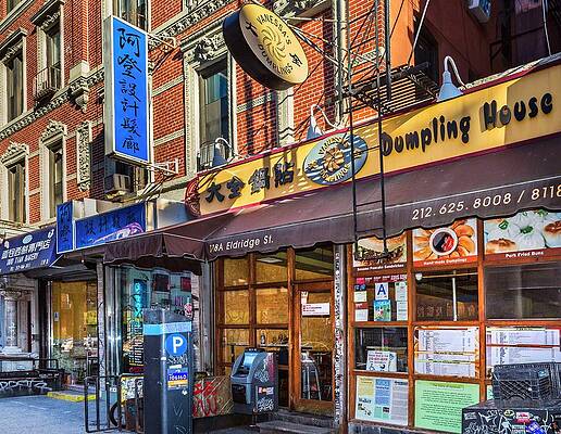 Facade Wall Art featuring the digital art Vanessa's Dumplings, Facade, Nyc by Claudia Uripos