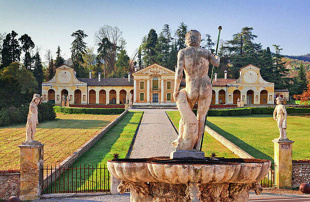 Fountain Wall Art featuring the digital art Veneto, Villa Barbaro, Italy by Olimpio Fantuz