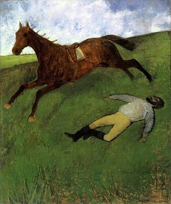 Monochrome Wall Art featuring the painting Verletzter Jockey Injured Jockey by Edgar Degas
