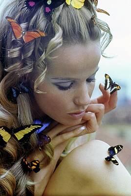 Butterfly Photograph - Veruschka With Butterflies by Franco Rubartelli