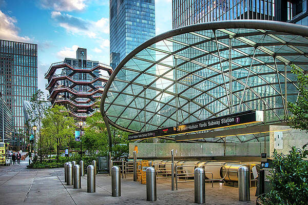 Hudson New York Wall Art featuring the digital art Vessel & Station, Hudson Yards, Nyc by Lumiere