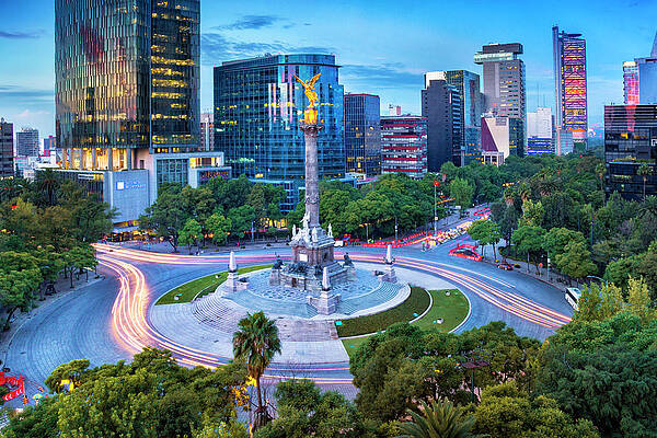 North America Wall Art featuring the digital art Victory Column, Mexico City, Mexico by Claudia Uripos