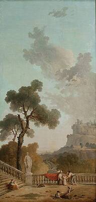 Hubert Robert Painting - View From A Terrace by Hubert Robert