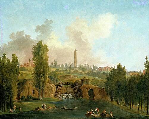 Hubert Robert Painting - View Of The Park Of Mereville by Hubert Robert