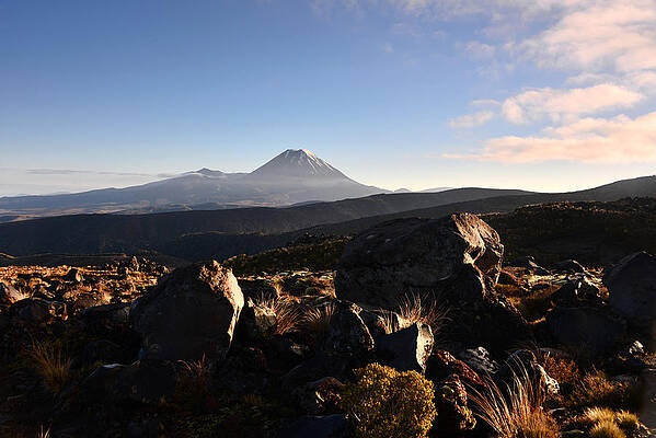 View To The Volcano Ngauruhoe, Tongariro National Park, North Island, New Zealand Print