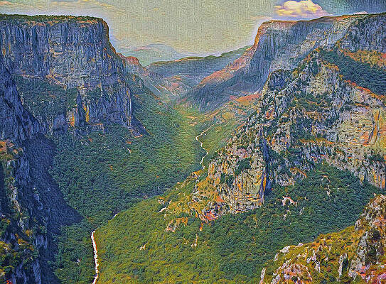 Greece Wall Art featuring the digital art Vikos National Park by Antonios Valamontes