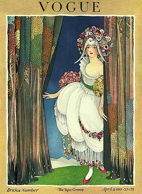 Wall Art featuring the painting Vintage Vogue Cover Of A Bride With Floral by George Wolfe Plank