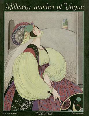 Wall Art featuring the painting Vogue Millinery Cover Of A Woman In Renaissance by George Wolfe Plank