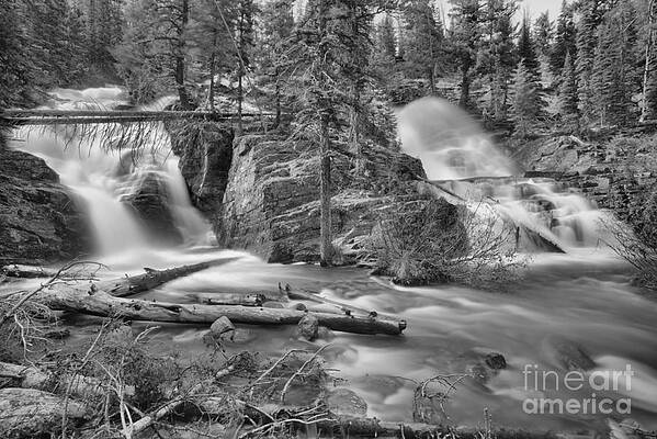 Wall Art featuring the photograph W Medicine Twin Falls Black And White by Adam Jewell