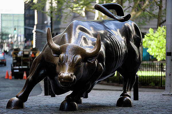 North America Wall Art featuring the digital art Wall Street Bull by Vittorio Sciosia