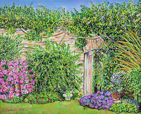 Wall Art featuring the painting Walled Garden Gate by Seeables Visual Arts