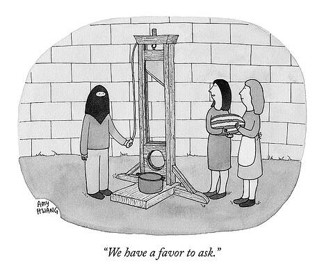 Humorous Guillotine Scene Drawing